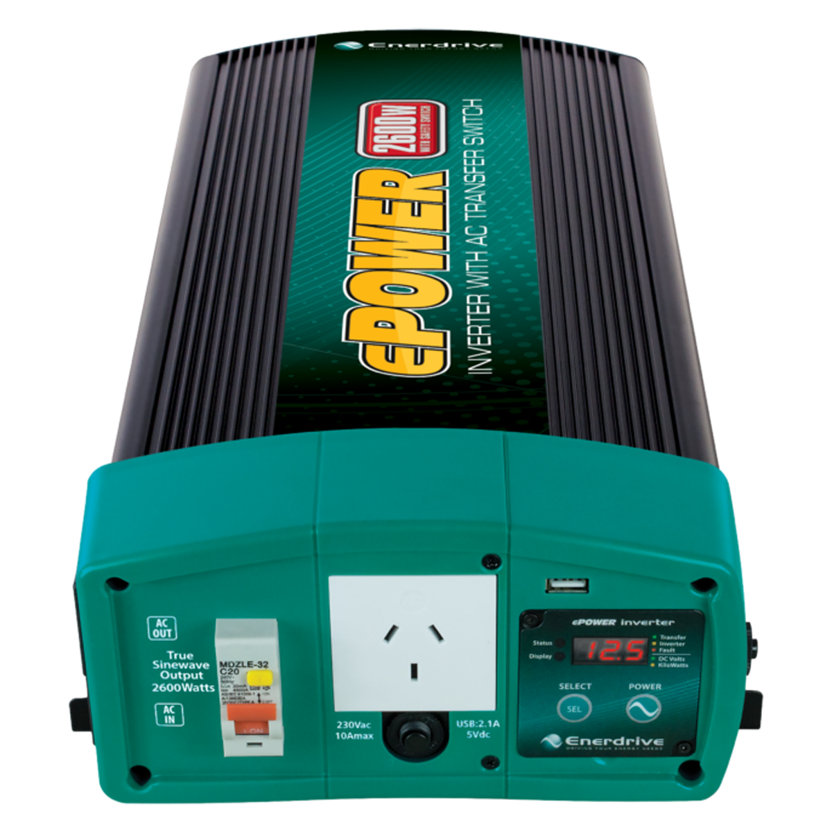 Enerdrive ePOWER 2600W Inverter with AC Transfer & Safety Switch